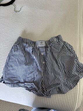 Parke Navy Striped High-Waist Shorts